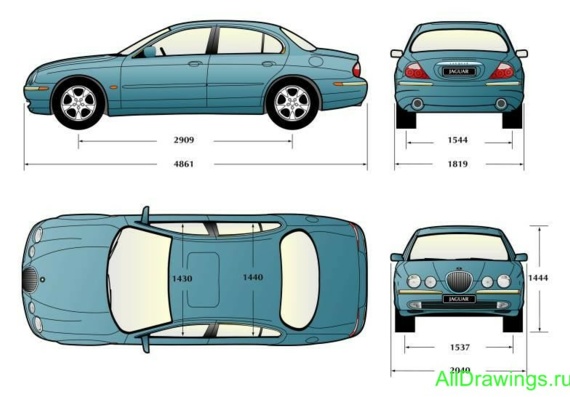 Jaguar S-Type (Ягуар С-Тип) - чертежи (рисунки) автомобиля